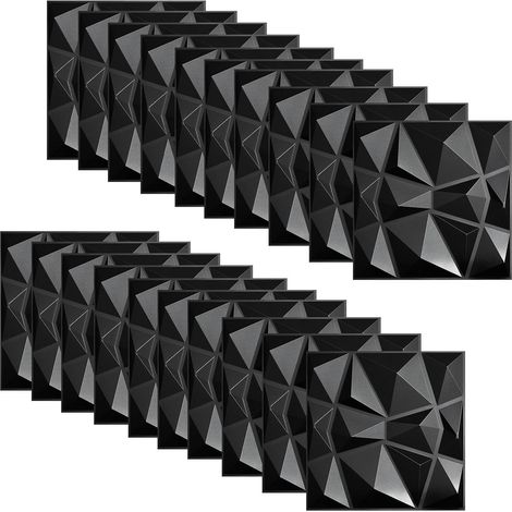 20 pièce Papier Peint 3D Brique Pierre Adhesif Mural Autocollant, Panneaux Muraux 3D Mural, Dalle Plaque PVC Adhesive Murale, Décorations Murales, Papier Peint Autocollants Décoratifs (Noir) (1/5)