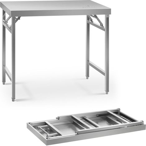Mesa de catering plegable de acero inoxidable 100 x 60 cm (1/5)
