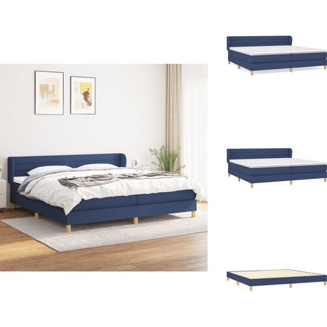 Boxspringbett mit Matratze Blau 200x200 cm Stoff - Boxspringbett - Doppelbett - Blau - Bettsofa - Lattenrost (1/5)