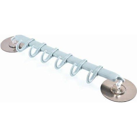 Porte-ustensiles de cuisine avec 6 crochets réglables, barre de suspension murale rotative bleue pour salle de bain, salon, bar (1/4)