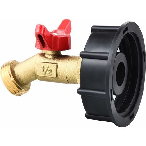 IBC tank adapter, lead-free brass garden hose tap with 2-inch coarse thread, garden hose fitting, tap replacement part (1/5)