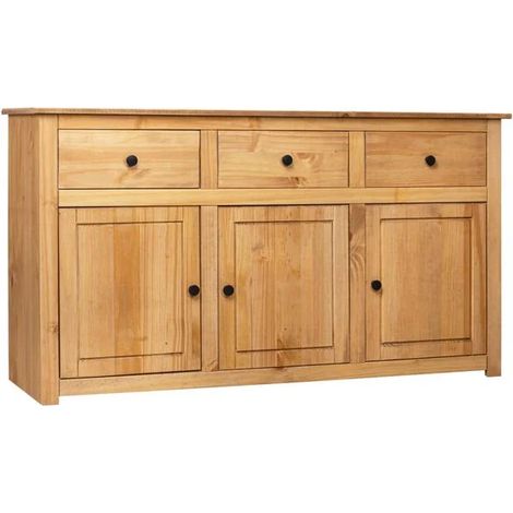 Buffet de Rangement 135x40x80 cm en Bois Massif, Meuble Bas Style Panama pour Salon ou Salle à Manger (1/5)