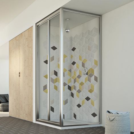 Mampara de ducha plegable vidrio transparente h 198 mod. Urban Duo P 80x80 ap. 80 cm (1/5)
