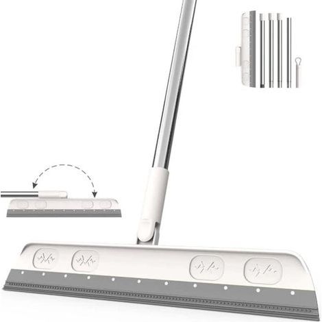 Raclette de sol, 120 cm, raclette de douche, manche long, raclette de fenêtre avec manche, raclette à eau (gris) (1/4)