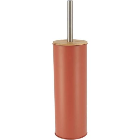 Brosse WC Métal et Bambou - 1 Unité - Design Terracotta - Nettoyage Hygiénique - Salle de Bain Moderne - Couvercle Naturel