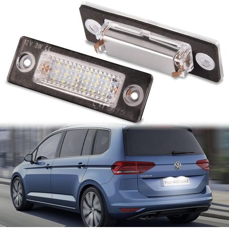 LED License Plate Lights, 2 Pieces Canbus Error Free 6000K Xenon White 2835 SMD for Caddy Golf 3C B6 T5 7H 1T1 1T2 1T3 (1/5)