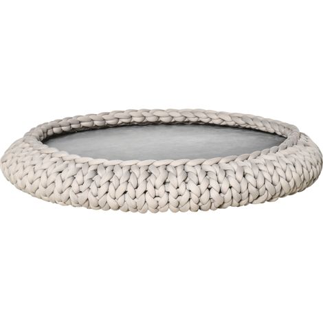Panier rond pour chien et chat avec bords surélevés et coussin, matelas rembourré effet velours, Ø 93 x 15 cm, gris
