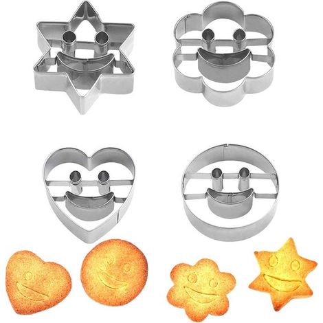 Cortadores de galletas de cocina DIY，moldes de galletas de acero inoxidable，queso o arcilla hecha a mano (4 piezas) (1/5)