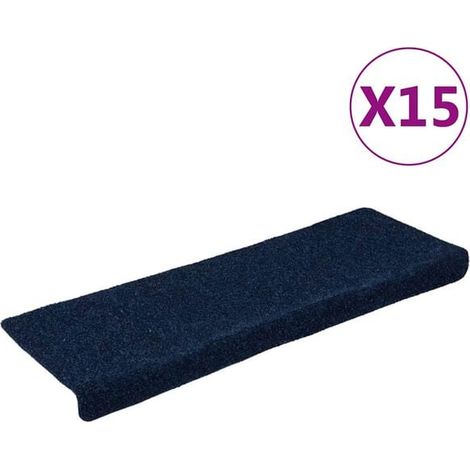 Marches d'escalier auto-adhésives, 15 pièces par paquet, 65 x 21 x 4 cm, bleu marine, bords rectangulaires. (1/5)