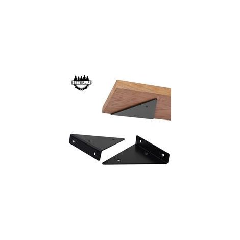 Lot de 2 supports d’étagère triangulaires dissimulés, 8x10 cm, noir – (1/5)