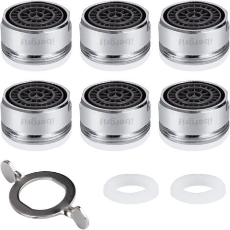 M91005, 6-Piece M24 Water-Saving Faucet Aerator, Faucet Aerator with 7-Layer Filtration, Kitchen Faucet Nozzle with 1 Aerator Wrench and 8 Washers, Aerator with Filter Element (1/5)