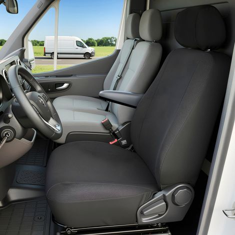 Housse de siège Transporter en tissu pour Ford Transit, 1 siège individuel à l'avant (évidement accoudoir droit) (1/4)