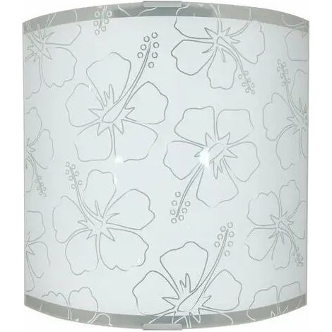 Wandlampe Delia mit silberner Metallmontierung und serigrafiertem Glas, 26x26x8 cm