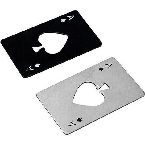 Ouvre-bouteille As de Pique, outil de poche pour cartes de crédit et de poker, en argent. (1/5)