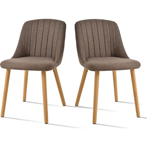 Esszimmerstühle 2er Set Braun Polyester mit Holzbeinen, Küchenstühle, Polsterstühle (1/5)