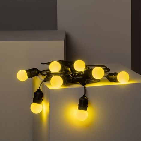 Guirnalda Exterior con Bombillas LED E27 Casquillo Gordo 5.5m IP65 Negro Amarillo