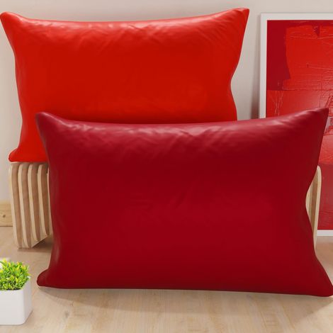Lot de 2 Taies d'oreiller de Lit 145x40 cm, Housses de Coussin Unies Double Face Rouge et Bordeaux, Taie Oreiller 100% Microfibre