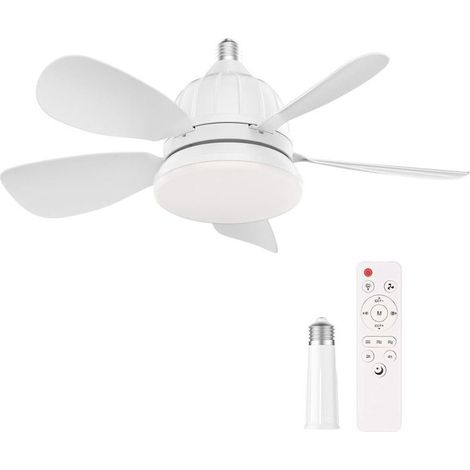 Ventilateur De Plafond Avec Lumiere E27 Réglable - Luminaire Ventilateur Plafond 40W 6 Pales +Télécommande - Barre D’Extension 120mm (1/5)
