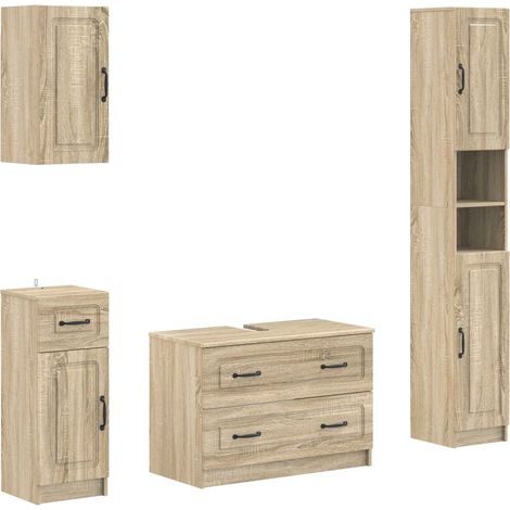 4 Piece Bathroom Cabinet Set UTRECHT Sonoma Oak Engineered Wood vidaXL (1/5)