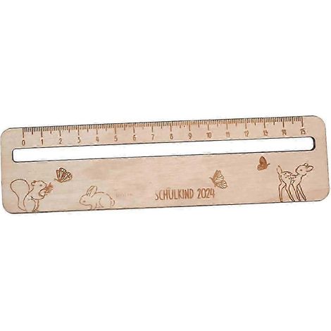 Règle en bois à motifs de dessins animés, accessoire de dessin, cadeau de bureau, papeterie, pour filles, garçons et enfants.-Style D (1/5)