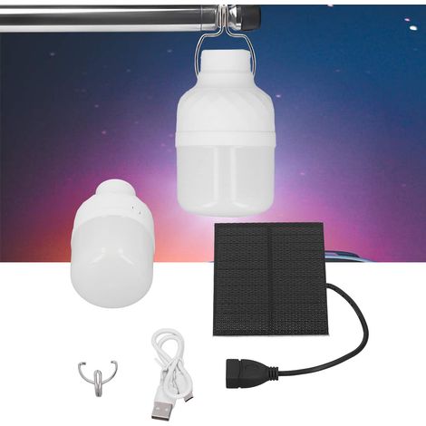 Monokristalline Solar-LED-Lampe, tragbare Lampe mit USB-Aufladung, Innen- und Außenbeleuchtung zum Wandern, Campen, Angeln und für Zelte. (1/5)