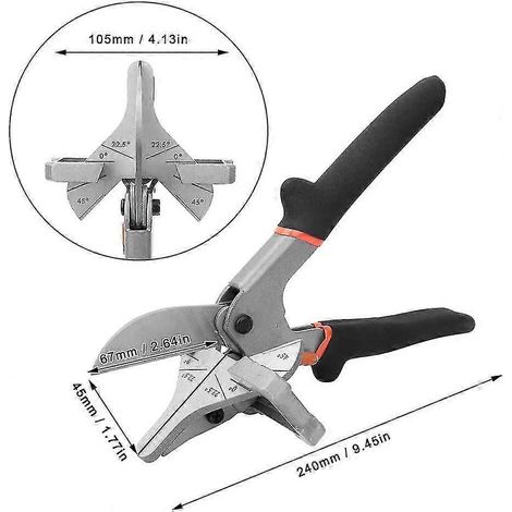 Ciseaux d'angle, cisaille articulaire 240 mm, ciseaux multifonctions en acier haute résistance à haute teneur en carbone, ciseaux d'angle multi-angles 0135 degrés (1/3)