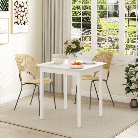 Mesas de comedor MODFU de madera blanca cuadradas de estilo sencillo de 75 x 75 x 76 cm (1/5)