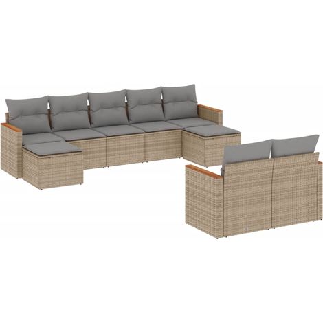 Maison Exclusive - Patio Sofa Set 9 plaza Beige mezcla (1/5)