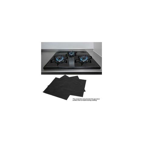 Tapis de protection antiadhésif pour brûleur de cuisinière à gaz, 4 pièces, protecteur d'huile, outil de cuisine (noir) (1/4)