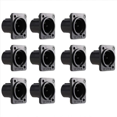 Connecteur XLR mâle droit à montage sur panneau, lot de 10 pièces, fiche professionnelle pour câblage audio. (1/5)