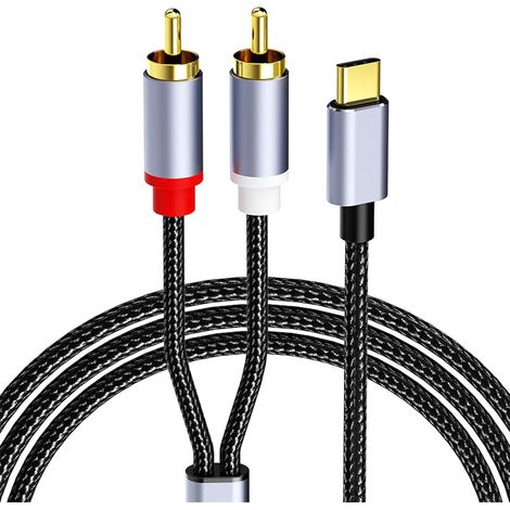 Câble USB de type C vers 2 RCA,Câble Adaptateur USB-C Vers Jack Audio,Cable Jack Auxiliaire Voiture I Phone pour I Phone 15/Pad/Amplificateur/Home Cinéma/Enceinte/HDTV (1/5)