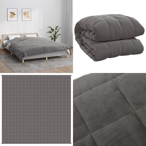 Couverture lestée Gris 200x200 cm 9 kg Tissu - Couverture Lestée - Couverture Poids - Sommeil Profond - Relaxation - Stress - Home & Living (1/5)