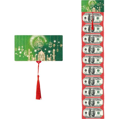 Enveloppe Rouge Chinoise Pliante avec 10 Fentes Cartes Vert Clair Créative pour Anniversaire (1/2)