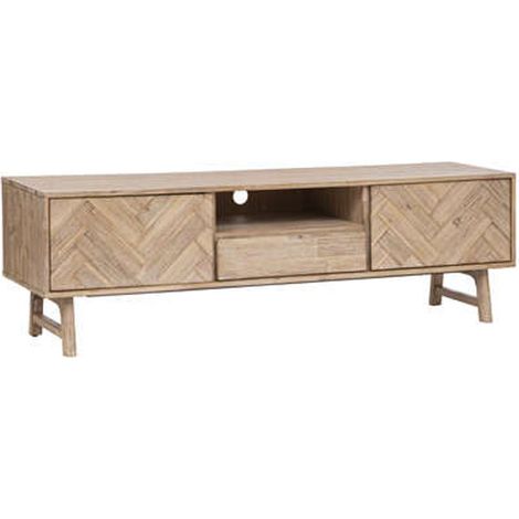 Meuble TV en bois d'acacia coloris beige - Longueur 180 x Profondeur 45 x Hauteur 55 cm (1/4)