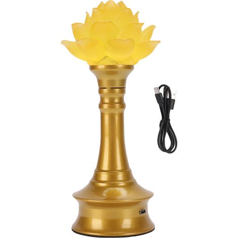 Lampada da Tavolo a Fiore LED Ricaricabile USB 1800mAh – Design Elegante in Metallo e Resina – Luce Calda per Meditazione, Yoga e Arredo Casa (1/5)