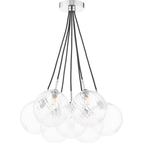Dar Elpis Suspension Elpis à 7 lumières, finition chrome poli et verre opaque (1/3)