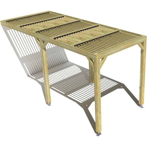 Pergola bois • 2m x 5m • adossée • sens largeur • lames orientables bioclimatiques incluses • livraison comprise (1/3)