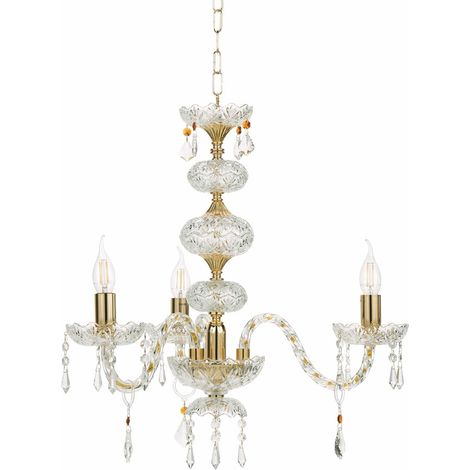 Suspension classique en verre et cristal à 3 lumières Dallas 3 (1/2)