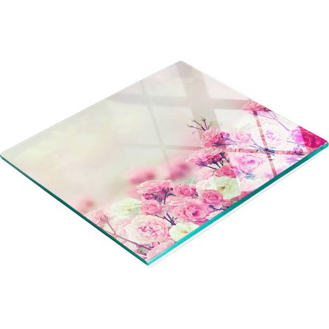 Tabla de cortar de cristal para cocina con estampado de rosas silvestres, 60x52 cm. (1/5)