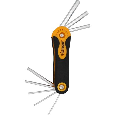 HOTECHE llaves allen plegables 8 medidas set , Set de 8 llaves hexagonales plegables Hoteche Puntas biseladas de precisión para asegurar un ajuste exacto Cómodo mango bimat (1/4)
