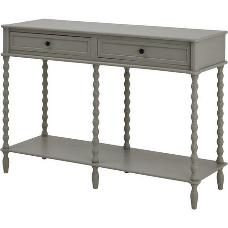 The Camden Collection Large Two Drawer Console Table - Wood - L40 x W120 x H81 cm - Grey