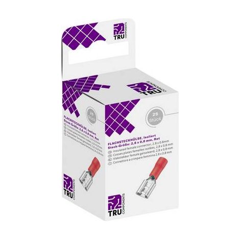 ASSORTIMENT DE COSSES À LANGUETTE FEMELLES 2.80 MM X 0.80 MM TRU COMPONENTS T1904C040 8436808 180 ° PARTIELLEMENT ISOLÉ ROUGE 25 (1/3)