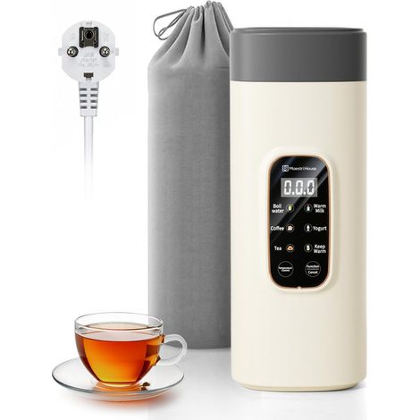 Petite bouilloire de voyage 6 en 1, 550 ml, beige, chauffage rapide, doublure intérieure en acier inoxydable 304, pour thé, café et lait de bébé, utilisation filaire (1/5)