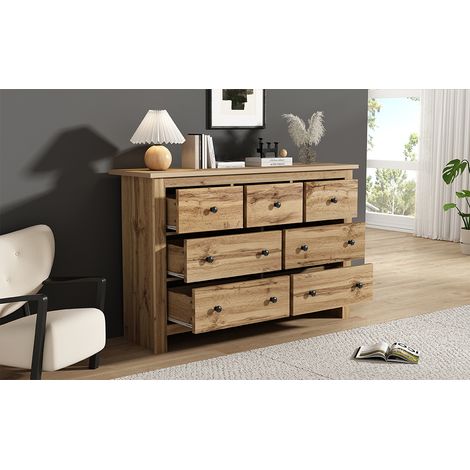 Armoire moderne et minimaliste pour le salon, avec une grande capacité de stockage. et possède 7 tiroirs à l’intérieur. Idéale pour la cuisine, le salon ou les pièces de vie. (1/5)