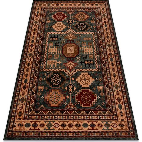 Tappeto di lana KASHQAI 4306 400 orientale, cornice verde / beige green 200x300 cm