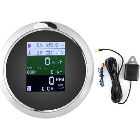 Jauge multifonction 6 en 1 en acier inoxydable 316, compteur antibuée étanche pour voitures, bateaux, yachts, 85 mm, 3,3 pouces (cadran noir 240-33 Ω)