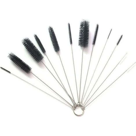 Tube Brosse de Nettoyage 12pcs Kit Goupillon Nettoyage pour Tasse Verre Biberon Paille Thermos Divers Récipients(10Noir+2Blanc) (1/5)