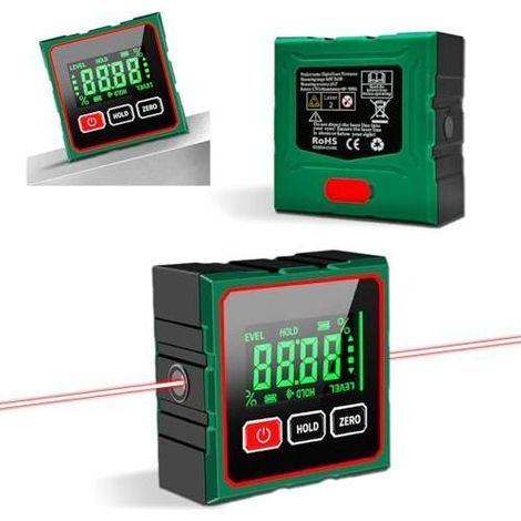 Niveau Electronique, Inclinomètre Numérique, avec Fonction Laser Écran LCD Étanche d'Angle Digital 4 Faces Magnétiques Niveau à Bulle pour Menuiserie Travail du Bois Construction (1/5)