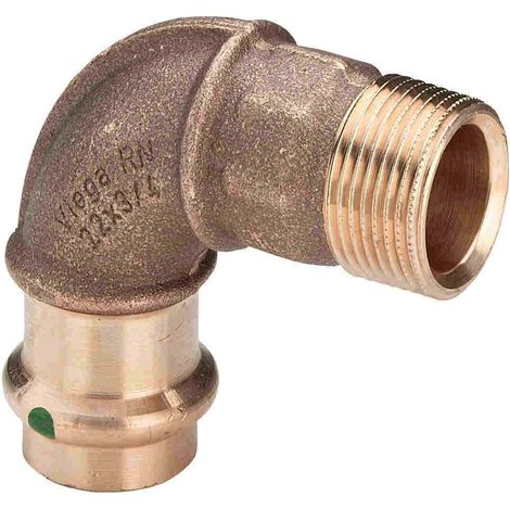 Courbe laiton 90° mâle à visser 1/2 - femelle à sertir ø15