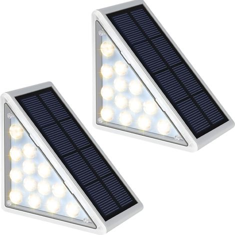 Lampes solaires LED étanches pour escaliers extérieurs, lampes solaires de terrasse, éclairage extérieur IP67, lot de 2, lumière chaude (1/5)